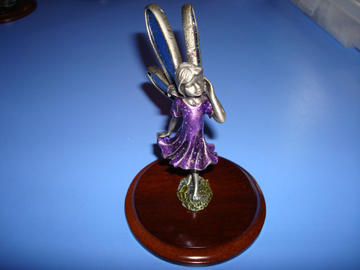 Pewter Fairy with Purple Dress and Blue Wings